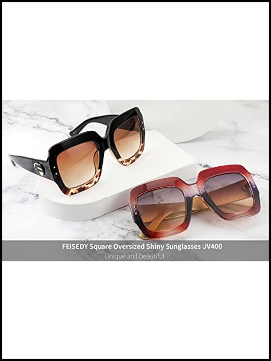 Retro Square Sunglasses for Women Oversized UV Protection Vintage Shades main image 5